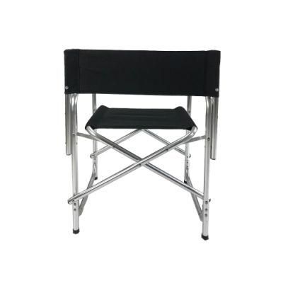 Portable Black Aluminum Folding Director Chair with Side Table