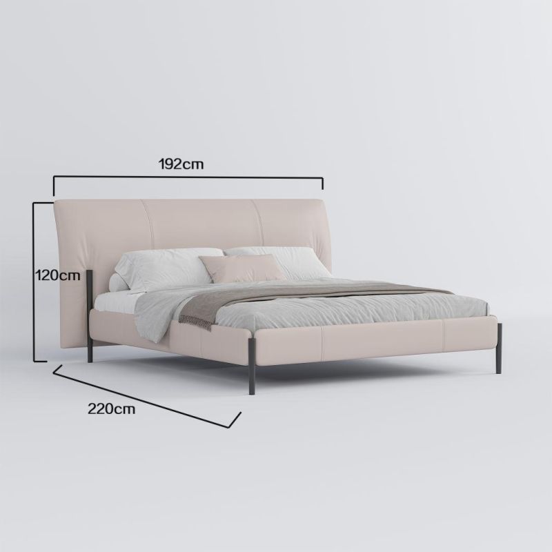 Factory High Quality Luxury Home Bedroom Furniture Modern Fabric King Size Bed with Stainless Steel Legs