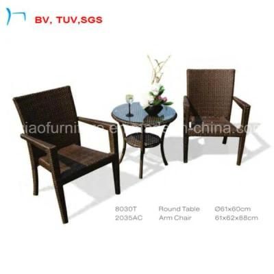 Best Price Dark Brown Garden Bar Rattan Dining Table and Chair Coffee Table Set