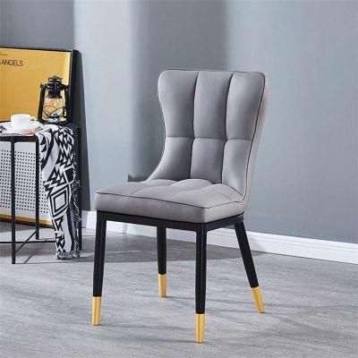 Nordic Leather Light Luxury Dining Chair Modern Hotel Stainless Steel Leg Velvet Fabric Restaurant Chair