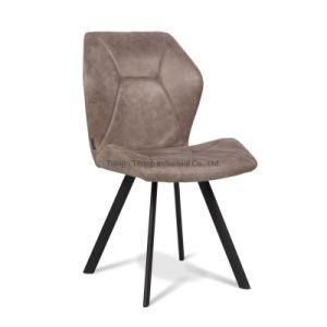 Modern Luxury Cheap New Design Grey Color Velvet Fabric Dining Room Dining Chair with Metal Legs