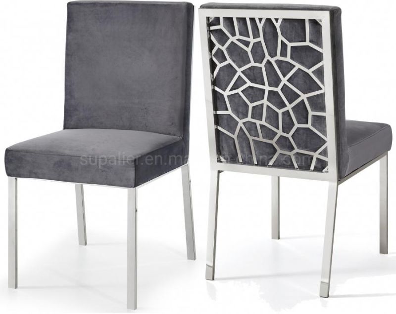 Wholesale American Style Silver Stainless Steel Upholstered Dining Room Chair