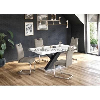 Dining Light Gray Modern Design Velvet Fabric European Italian Z Shape Design Dining Chair