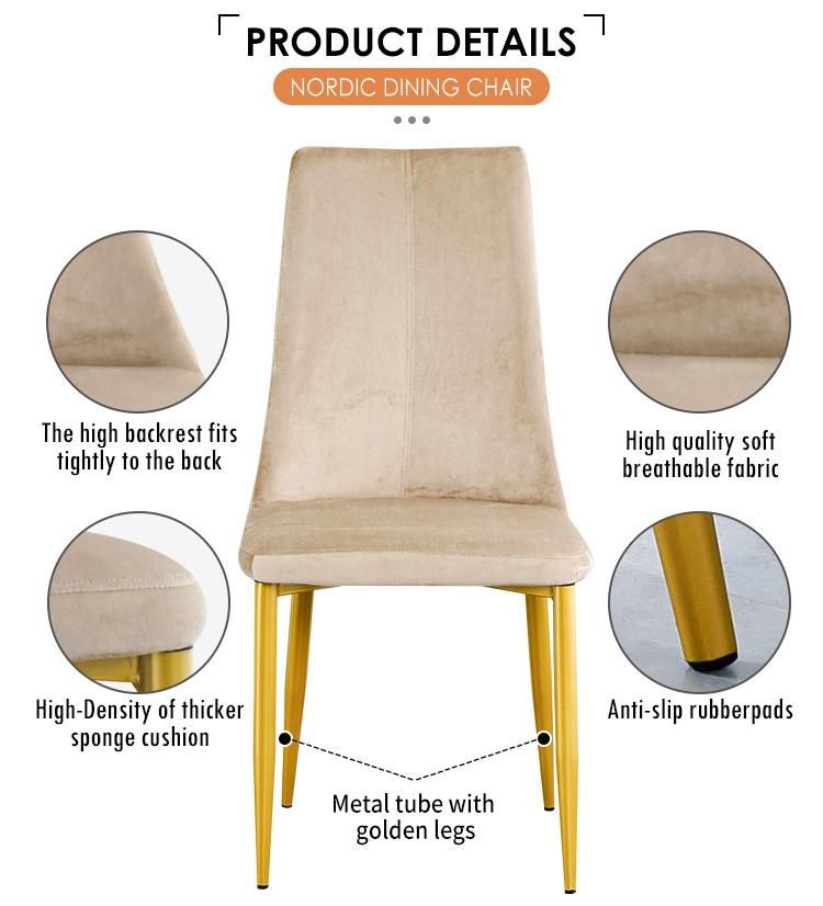 Factory Price High Quality Fabric Yellow Antique Wedding Velvet Dining Chair