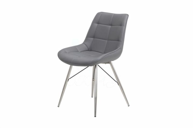 PU Leather Dining Chairs with Nickel Brush Legs
