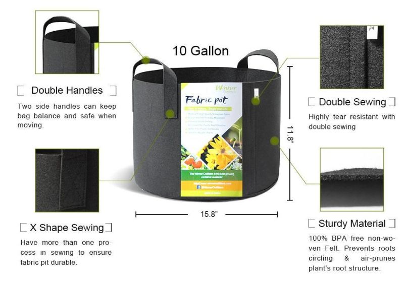 Grow-Green Grow Bags, Raised Garden Bed|Plant Containers|Fabric Pots|Planter Bag From