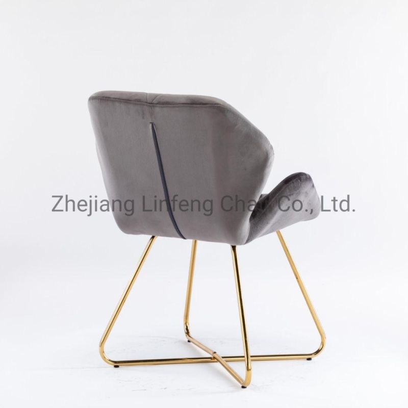 Modern Luxury Design Velvet Seat Gold Metal Legs Dining Chair