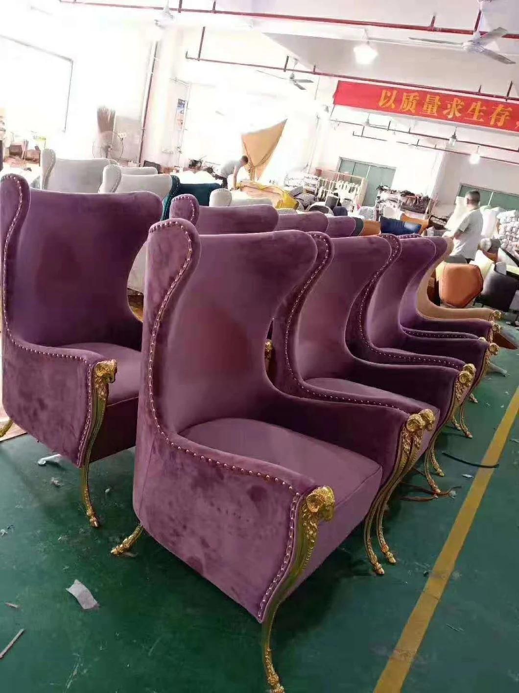 Deluxe Hotel High Back Lounge Chair with Sheep Head Armrest