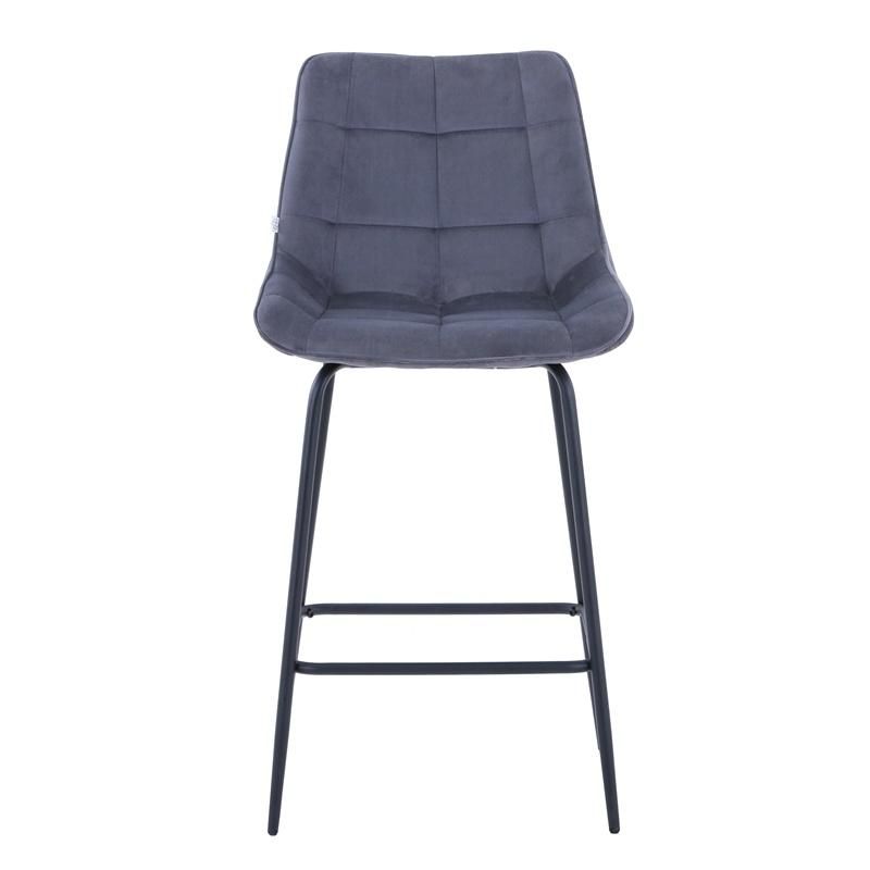 China Furniture Cafe Restaurant Nordic Kitchen Cheap Metal Counter High Modern Stool Velvet Fabric Bar Chair