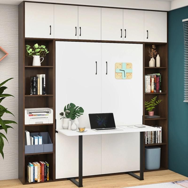 Customized Factory Vertical Electric Lift Wardrobe Murphy Wall Bed with Socket