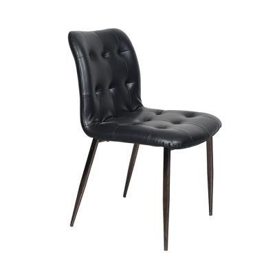 High Quality Hotel Industrial Throne Chairs Leather Upholstery Chesterfield Design Stainless Steel Metal Legs Dining Chairs