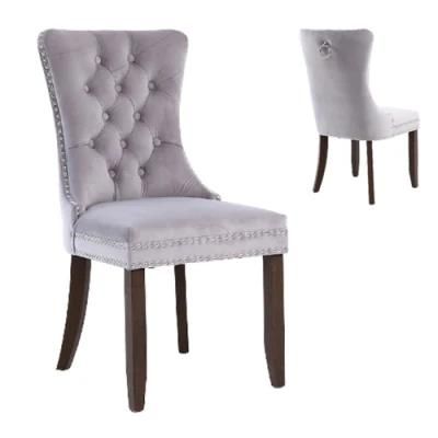 Tufted Back Wooden Antique Dining Room Chair with Back Ring