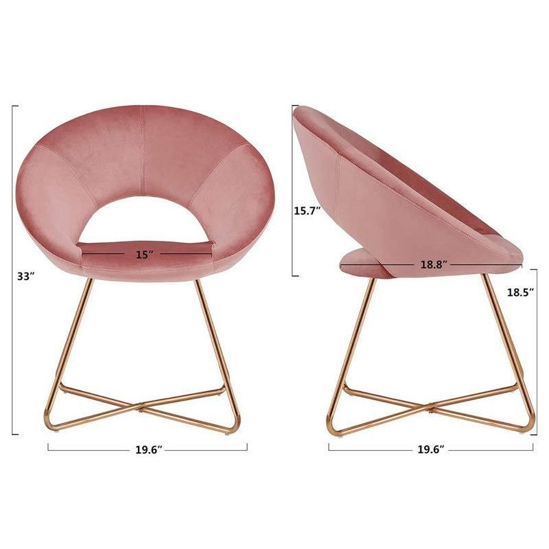 Home Restaurant Furniture New Design Coffee Hotel Leisure Upholstered Velvet Fabric Dining Room Chair