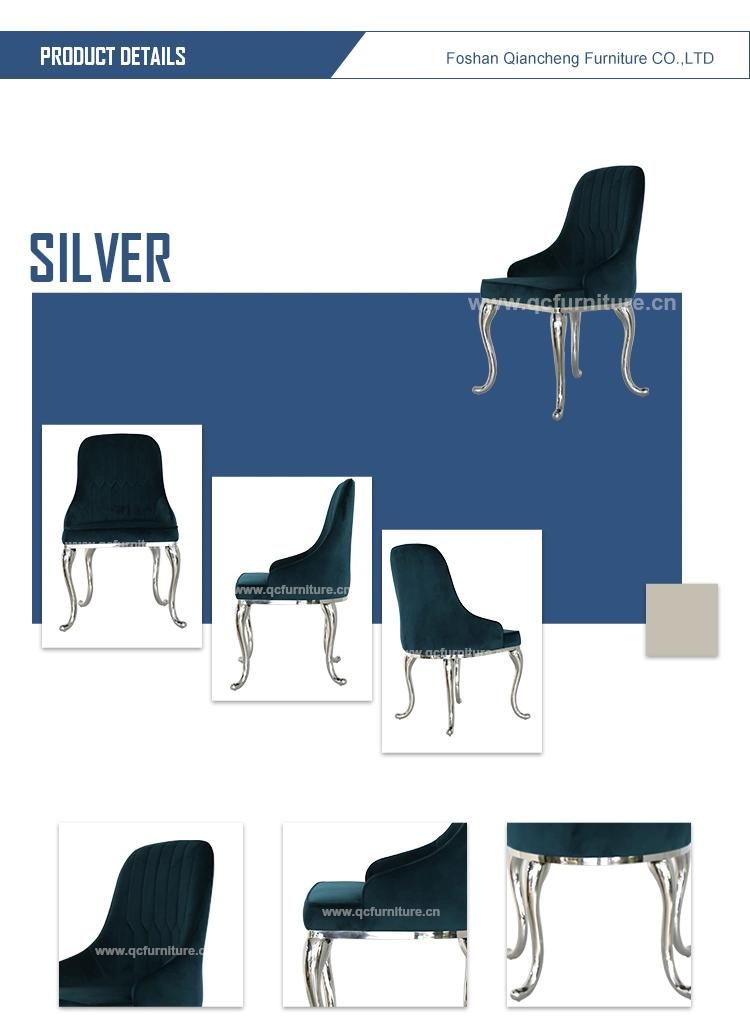 Home Furniture Comfortable Silver Stainless Steel Legs Dining Chair