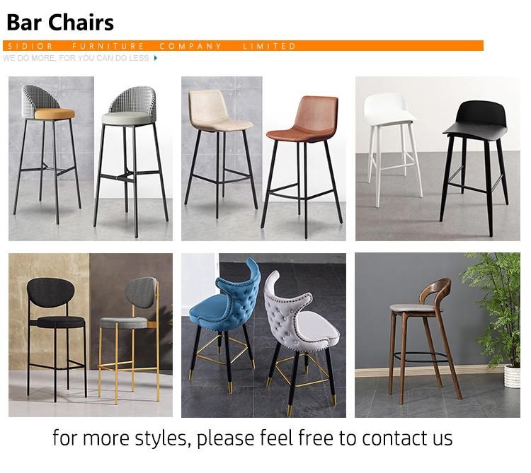 Modern Restaurant Furniture Black PU Leather Ash Wood Frame L Bar Stool Chair
