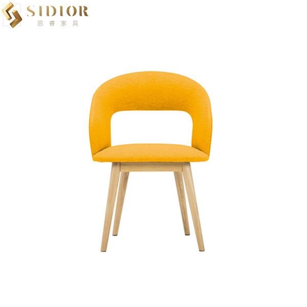 Solid Wood Leg Wedding Dining Chair Yellow Fabric Dining Chairs SGS Approved