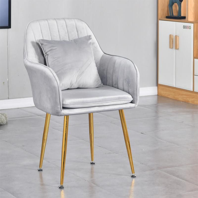 High Quality Dining Chair Nordic Dessert Shop Cafe Chair Light Luxury Golden Chair with Arms