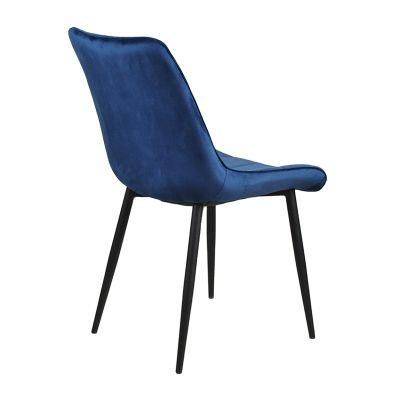 Velvet Fabric Dining Chair with Powder Coated Metal Black Legs