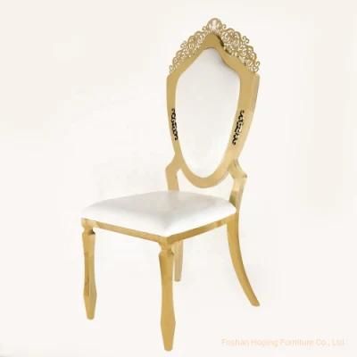 Queen Wedding Stainless Steel Luxury Gold Chair for Events and Hotel Dining Chairs