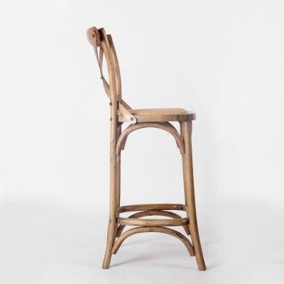 Kvj-6011 Oak Furniture Wooden Backrest Crossback Bar Stool