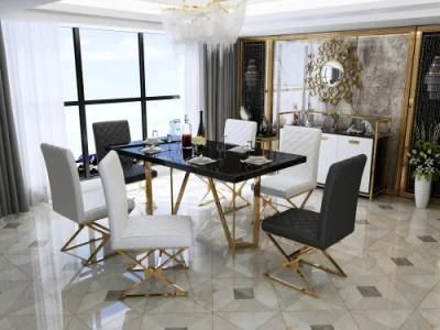 Home Hotel Marble Stainless Steel Dining Table Set Restaurant Furniture with Chairs