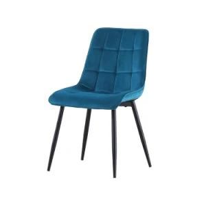 Modern Velvet Seat Back Black Painted Legs Dining Chair