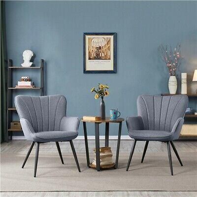 Modern Fashion Backrest Armchair Soft Grey Padded Cushion Dining Chair