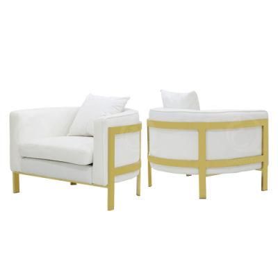 Living Room Furniture Soft Modern Design Golden Velvet Armrest Leisure Chair