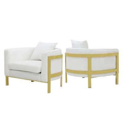 Living Room Furniture Soft Modern Design Golden Velvet Armrest Leisure Chair