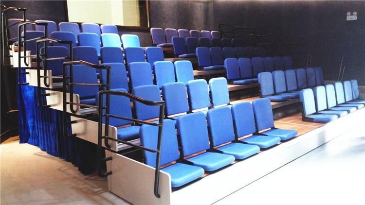 Floor Mounted Fabric Telescopic Bleachers Bleacher with Upholstered Chair Fabric Seat Flip up Chair Electric Grandstand Jy-768