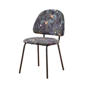 Home Furniture Simple Design Velvet Seat Balck Painted Legs Dining Room Chair