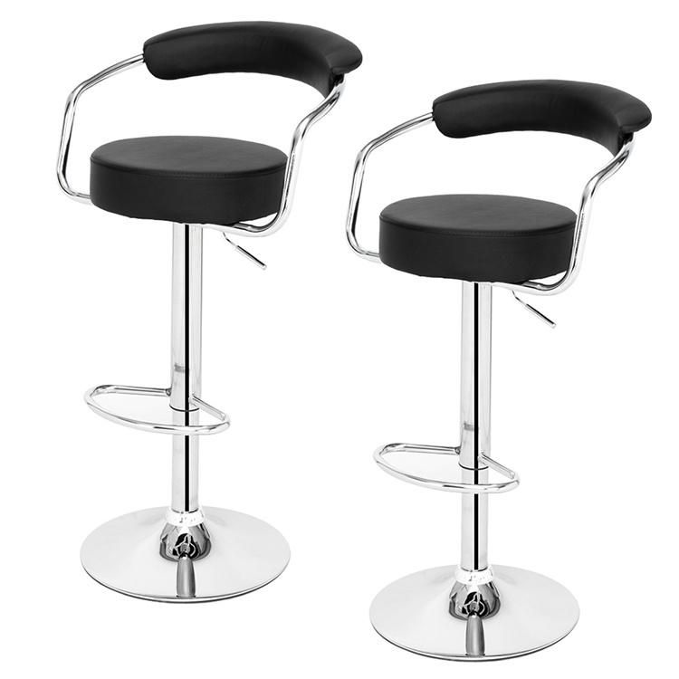 Black PU Leather Dining High Bar Stools Coffee Bar Chair for Cafe and Club