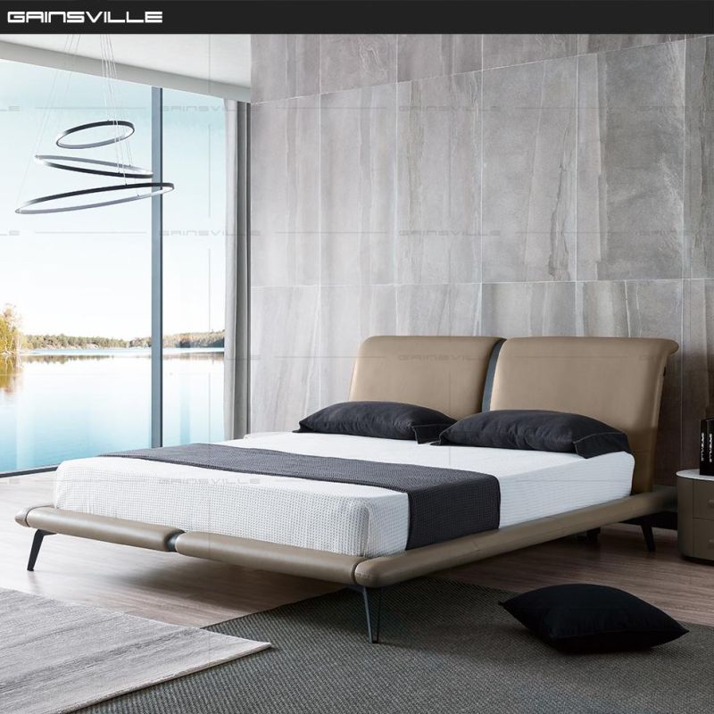 Foshan Factory Bedroom Furniture Set Simple Design Leather Bed Gc1802
