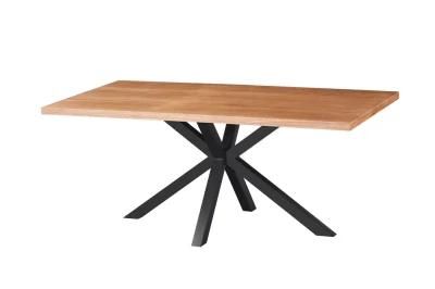 Simple Home Furniture MDF Wooden Paper Top Dining Tables with Metal Legs