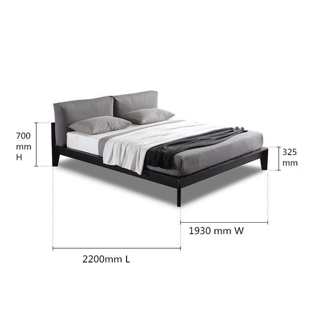 Nordic Ash Solid Wood Frame with Fabric Bed Furniture for Bedroom