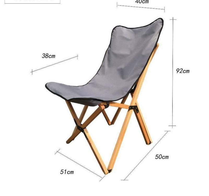 Factory Price Wholesale Outdoor Wooden Fabric Portable Light Weight Folding Moon Chairs Patio Foldable Chair for Fishing Beach Camping Drawing Picnic