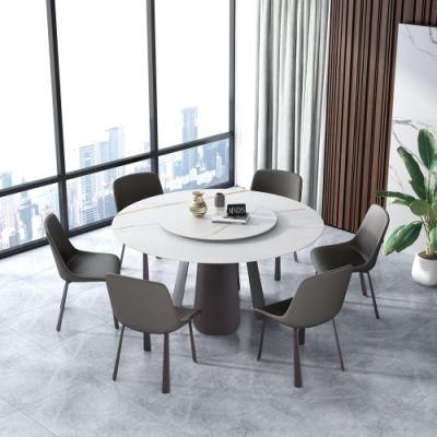 Modern Style Stainless Steel Base Restaurant Furniture Round Table Chair Dining Set