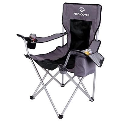 Customized Deluxe Outdoor Portable Folding Koozie Kamp Chair with Side Table and Pocket