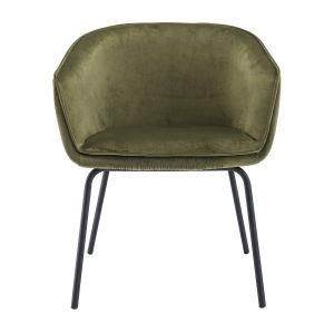 New Style Home Furniture Chair Velvet Fabric Leisure Side Armchair Dining Chairs with Metal Legs