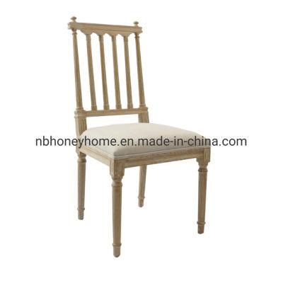 Farmhouse Curved Solid Wood Back Fabric Seat Dining Chair
