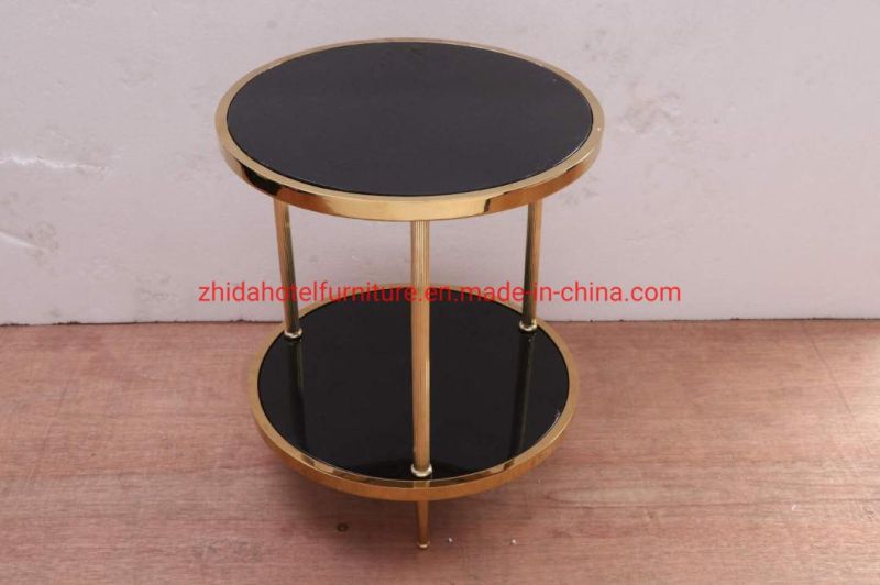 Modern Simple Style Black Glass Marble Top Tea Center Coffee Table