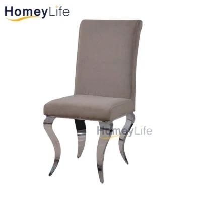 French Modern Design Dining Chair with High Polishing Stainless Steel Legs