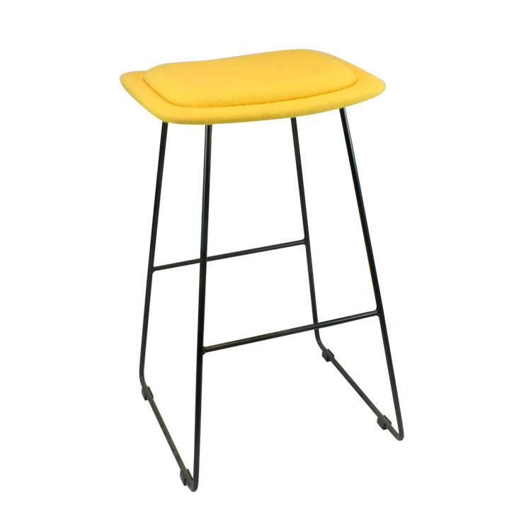 Metal Frame Yellow Fabric Seat Bar Stool Chair for Bar Use