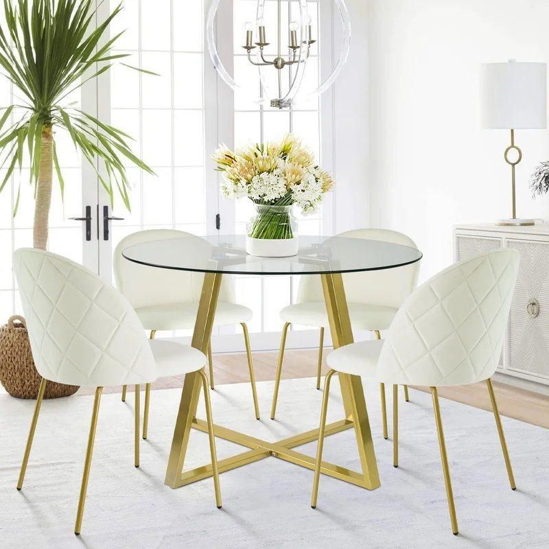 Luxury Lifestyle Visionnaire Interior Design Contemporary Gold Plated Luxury Stainless Steel Glass Dining Table