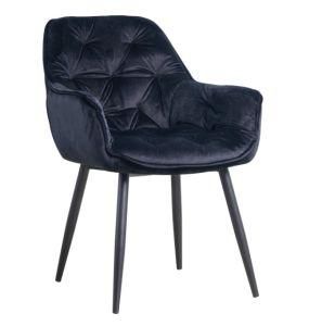 New Poland Modern Design Fabric Padded Seat Relaxed Upholstered Dining Chair with Metal Legs