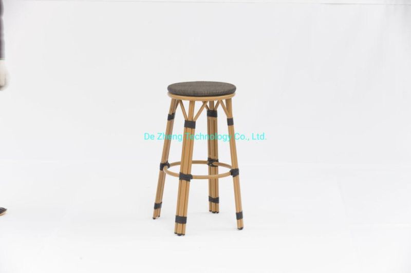 Popular High Quality Plastic Rattan Wicker Stackable Chairs French Cafe Bistro Indoor and Outdoor Mesh Bar Stool