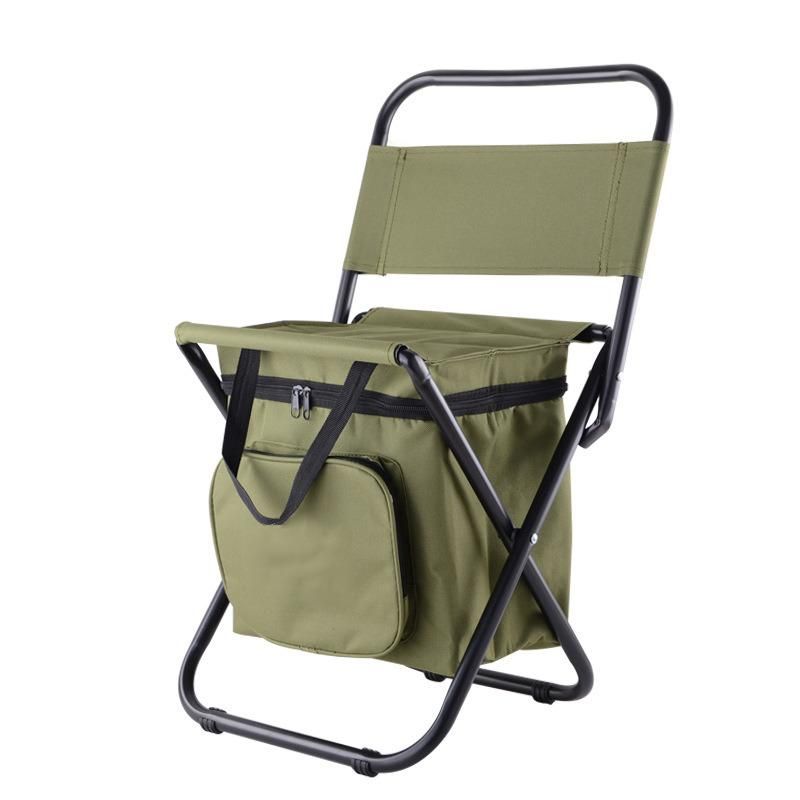 Outdoor Travel Camping Folding Fishing Chair with Insulated Cooler Bag