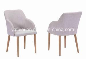 Modern Style Fabric Chair Imitation Wood Grain Metal Dining Chairs