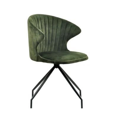 Swivel Leg Upholstered Dining Room Furniture Linen Fabric Restaurant Chairs