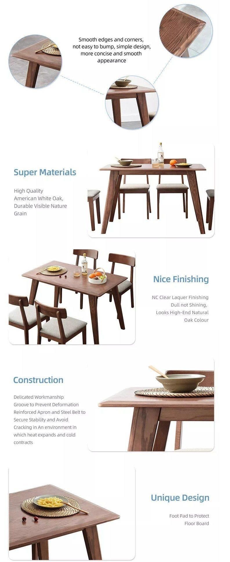 Furniture Modern Furniture Table Home Furniture Wooden Furniture Latest Rectangle Dining Room Table and Chair Combination Set 6 People Natural Wood Slab Oak